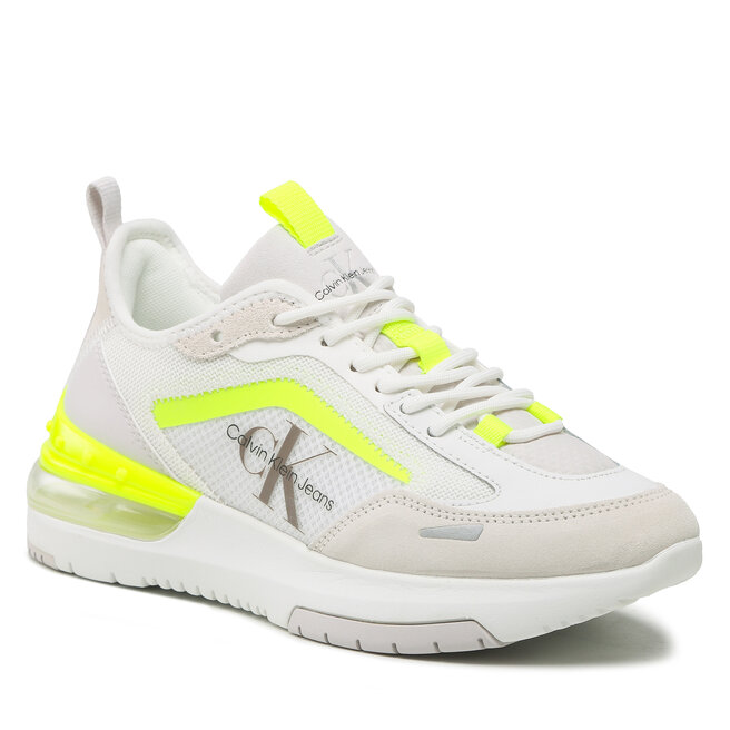 Sneakers Calvin Klein Jeans Comfair Runner Su-Mesh Mono W YW0YW00887 White/Ghost Grey/Safety Yellow 02U