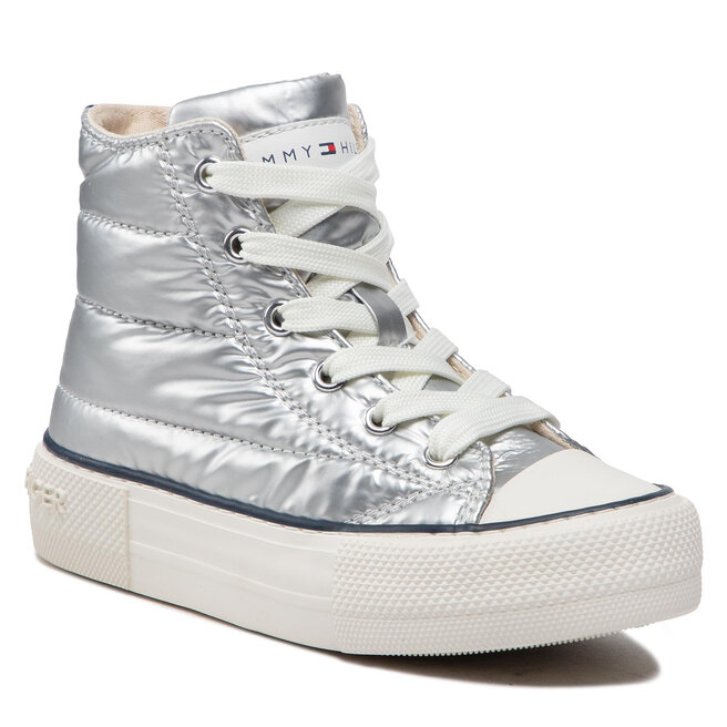 Teniși Tommy Hilfiger High Top Lace-Up Sneaker T3A9-32290-1437 M Silver 904