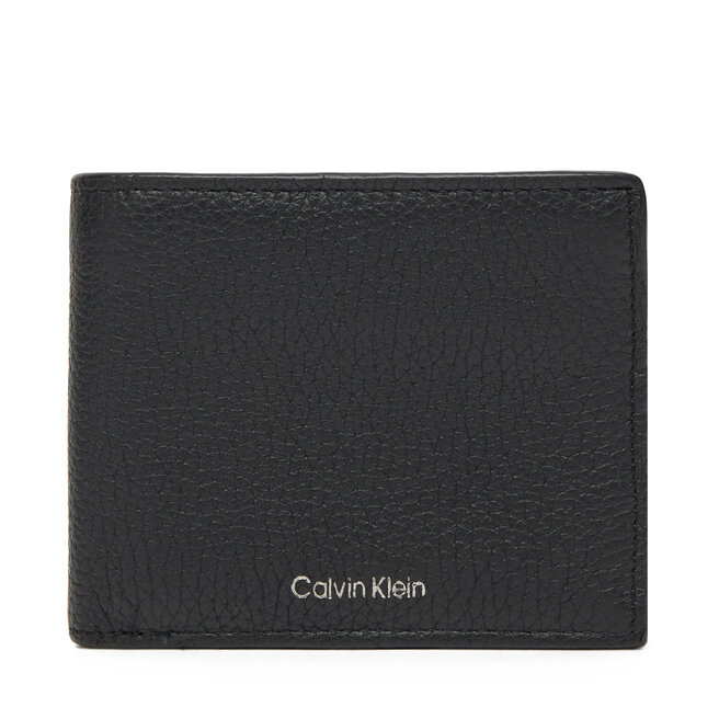 Duży Portfel Męski Calvin Klein Ck Leather Billfold W Zip Coin - Czarny