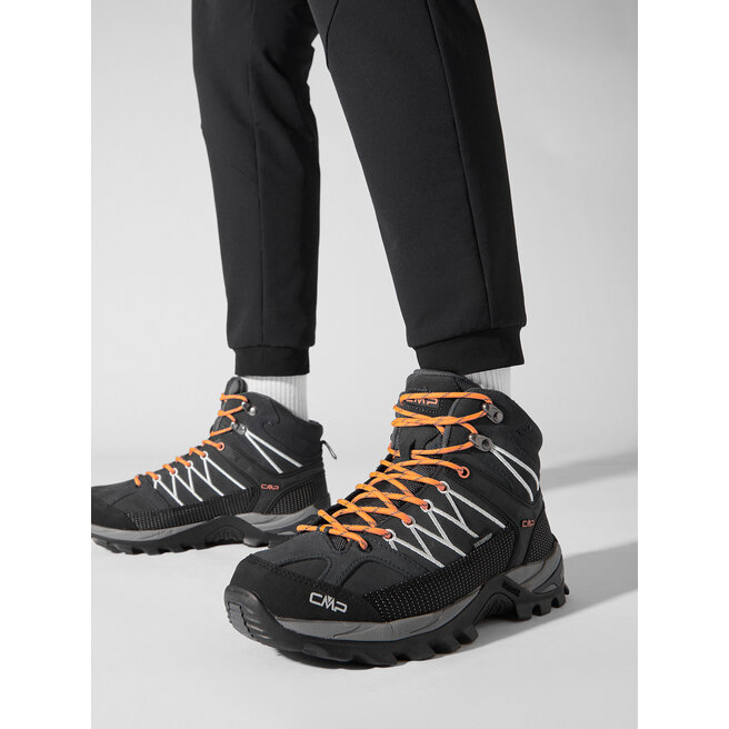 CMP Shoe πεζοπορίας Trekking 3Q12947 Antracite/Flash Rigel Mid Wp Παπούτσια Orange 56UE