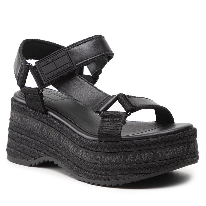 Espadrile Tommy Jeans Wedge Sandal EN0EN01810 Black BDS BDS BDS