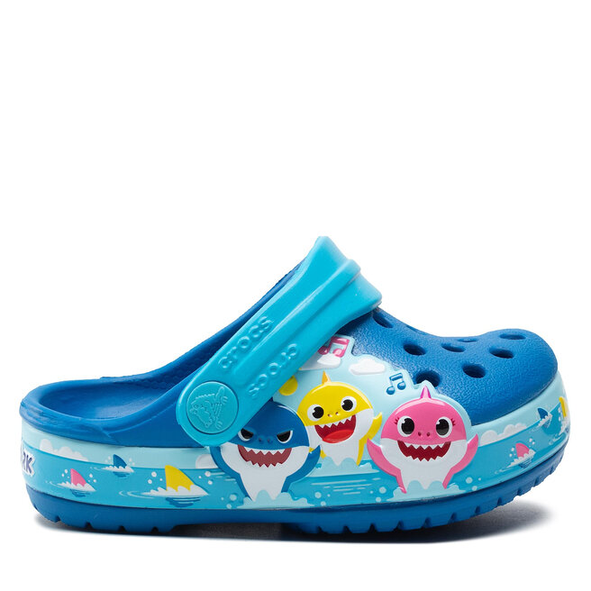 Klapki Crocs Crocsflbaby Shark Band Clog T - Niebieski