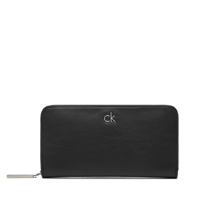 Duży Portfel Damski Calvin Klein Ck Re-Lock Large Zip Around - Czarny