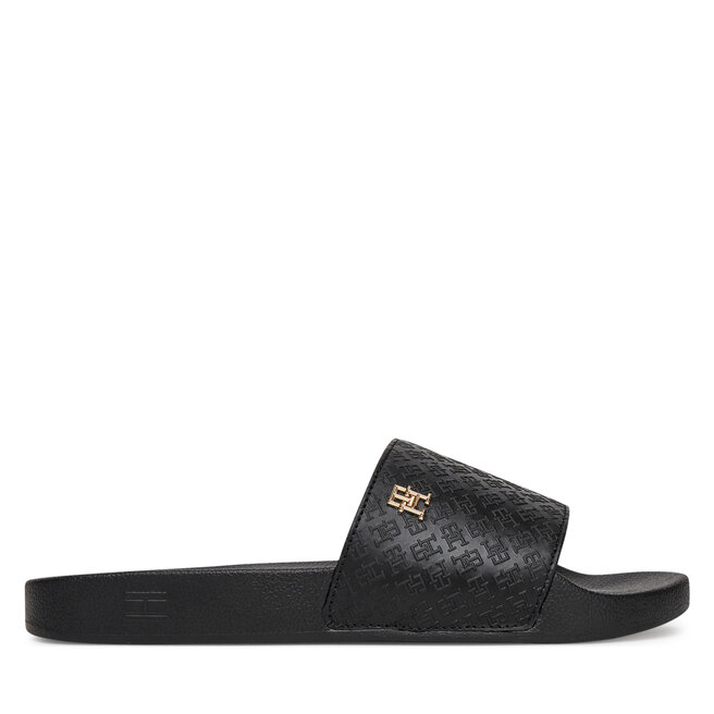 Klapki Tommy Hilfiger Th Monogram Poolside - Czarny