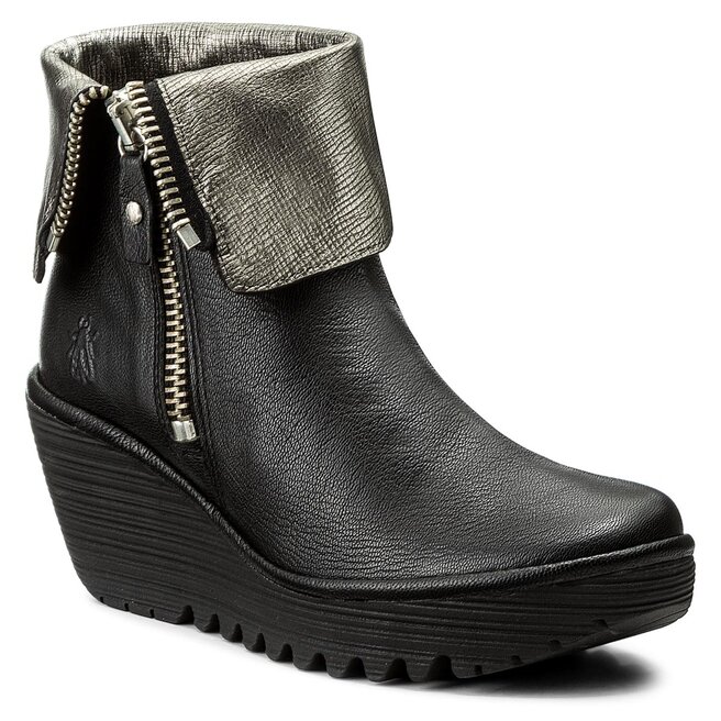 Bottines Fly London Yexfly P500668014 Blk Ant. SIlver chaussures