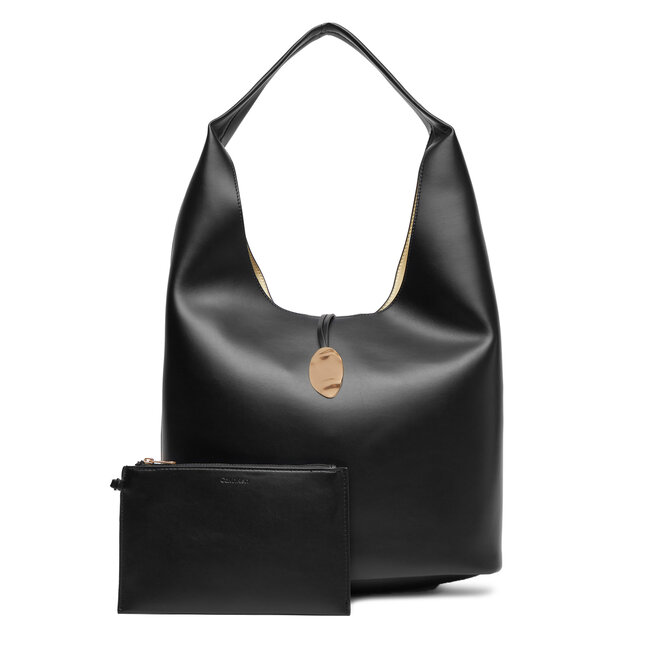 Torebka Calvin Klein Jeans Stone Lock Slouchy Large Shoulde - Czarny