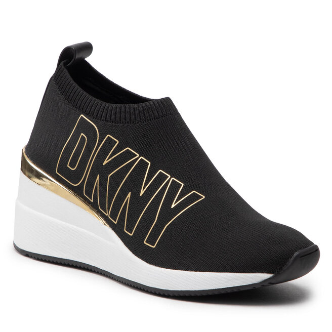 Sneakers DKNY DKNY-Pavi-Slip On Wedge Blk/Gold Blk/Gold imagine noua gjx.ro