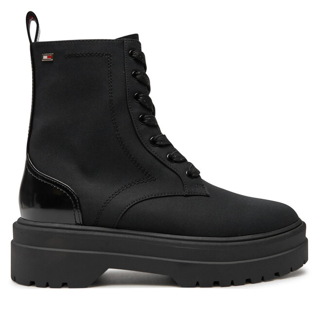 Trapery Tommy Hilfiger Flag Ventile Lace Up Boot - Czarny