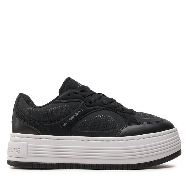 Sneakersy Calvin Klein Jeans Bold Platf Low Lace Mix In Mtl - Czarny