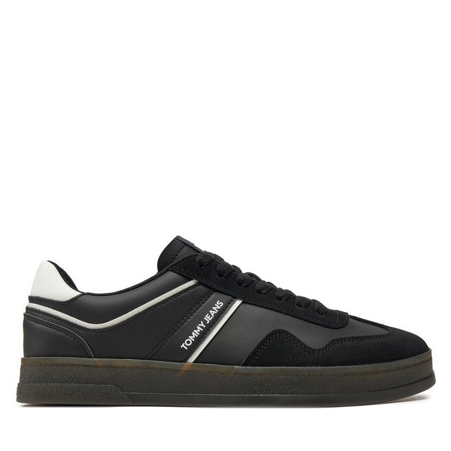 Sneakersy Tommy Jeans Leather Retro Cupsole - Czarny
