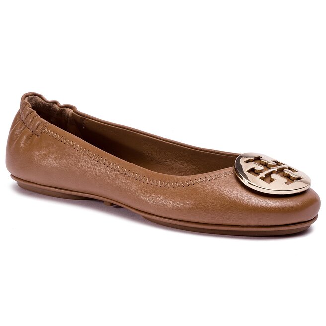 Balerini Tory Burch Minnie Travel Ballet With Metal Logo 50393 Royal Tan/Gold 232
