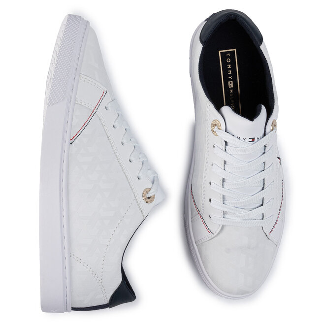 tommy hilfiger jacquard leather sneakers
