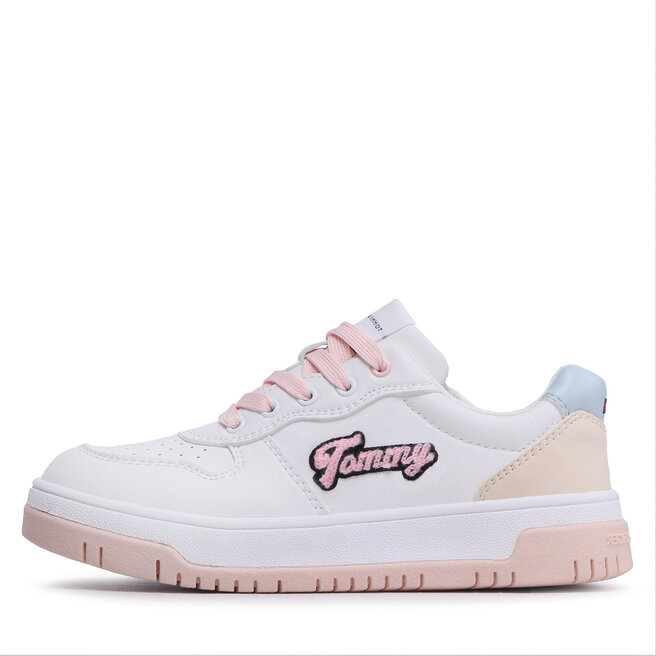 Tommy Hilfiger Sportcipő Tommy Hilfiger Logo Low Cut Lace-Up Sneaker T3A9-32726-1592 S White/Beige/Sky Blue Y259