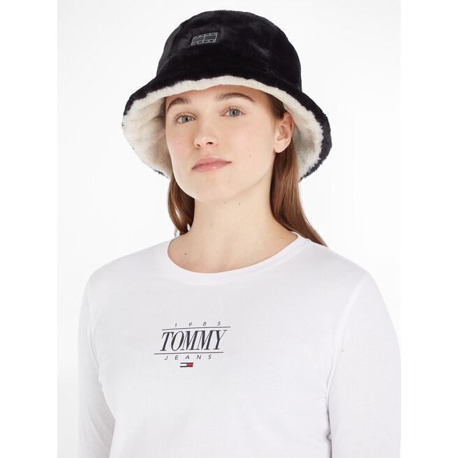 Tommy Jeans Kalap Tommy Jeans Tjw Fuzzy Rev. Bucket Hat AW0AW15459 Black And Bleached Stone 0GM