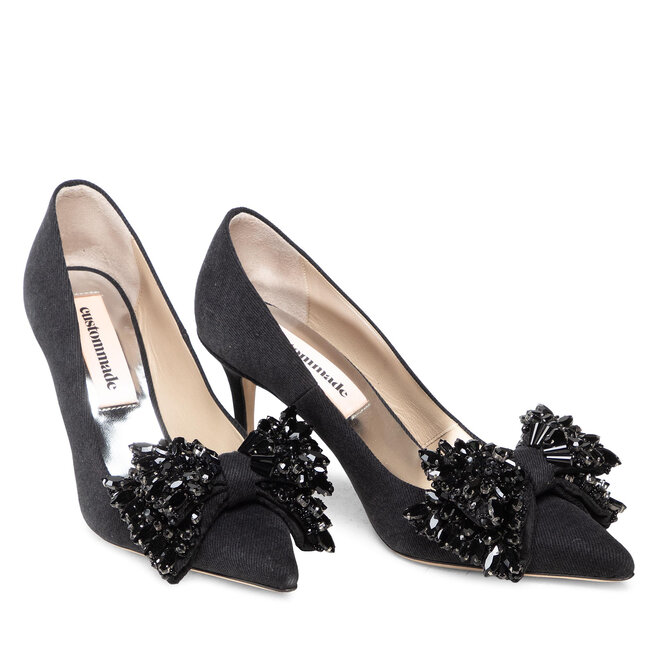 Slumber Seaboard feminine Pantofi cu toc subțire Custommade Aljo Denim Crystal 213633013 Anthracite  Black 999 • Www.epantofi.ro