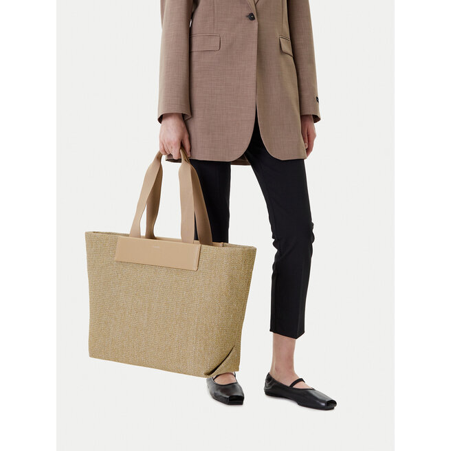 Torebka Calvin Klein Ck Raffia Large Shopper K60K613025 Beżowy -