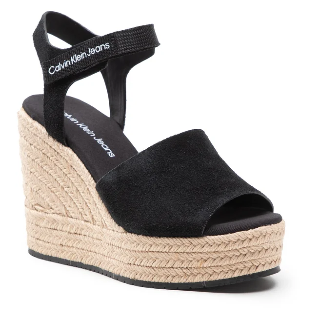 Espadrile Calvin Klein Wedge Sandal Ankle Clip Su YW0YW00571 Black BDS