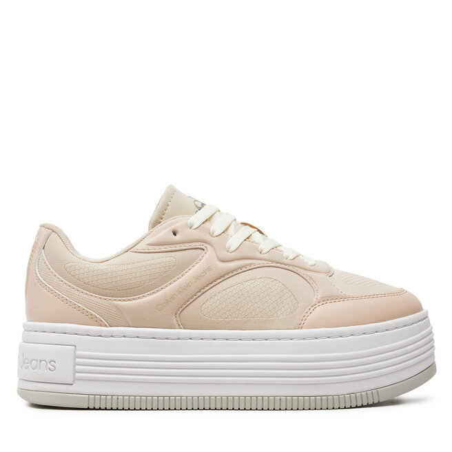 Sneakersy Calvin Klein Jeans Bold Platf Low Lace Mix In Mtl - Różowy