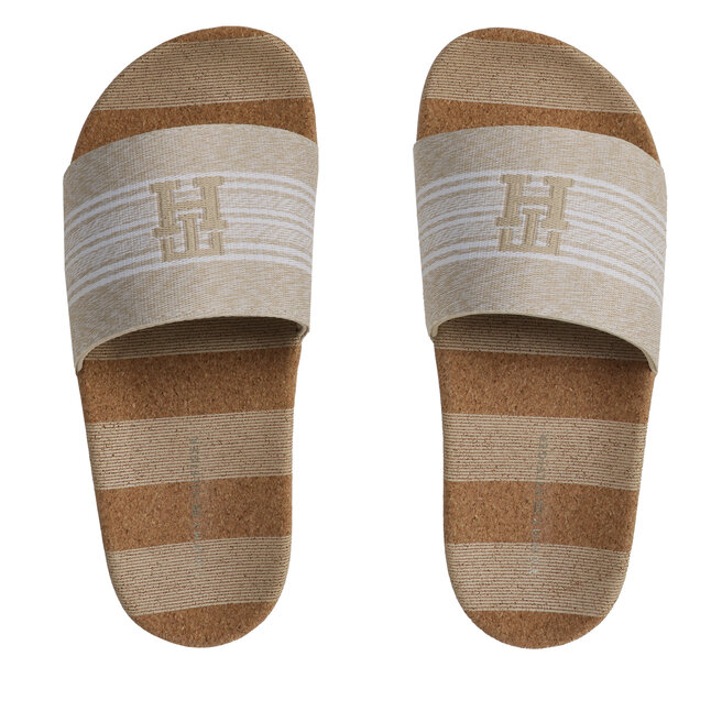 Tommy Jeans Șlapi Tommy Jeans Th Woven Slide FW0FW07259 Light Sandalwood RBS