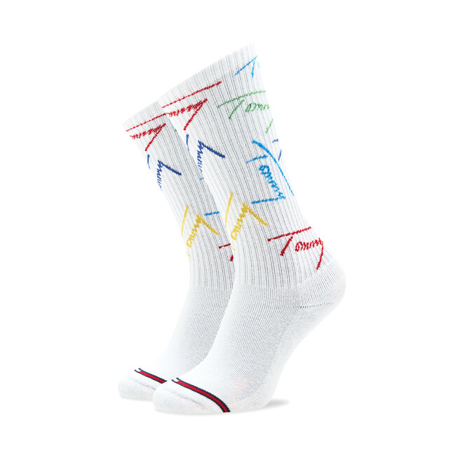 Tommy Jeans Set de 3 perechi de șosete medii unisex Tommy Jeans 701222686 White 001
