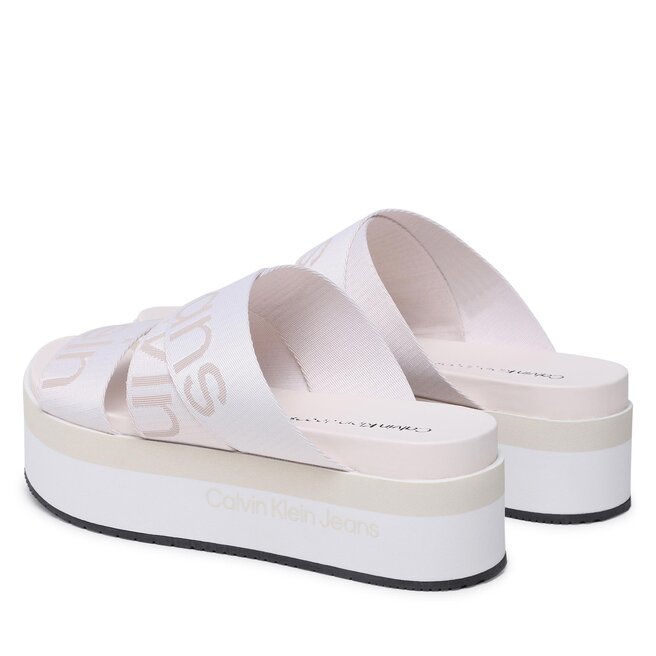 Calvin Klein Jeans Чехли Calvin Klein Jeans Flatform Sandal Webbing YW0YW00966 Ancient White YBH