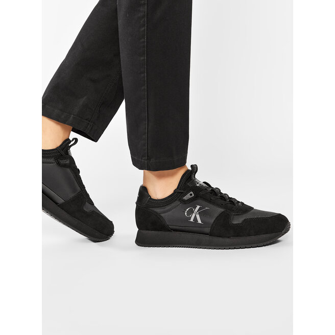 Calvin Klein Jeans Αθλητικά Calvin Klein Jeans Runner Sock Laceup Ny-Lth YM0YM00553 Triple Black 0GL