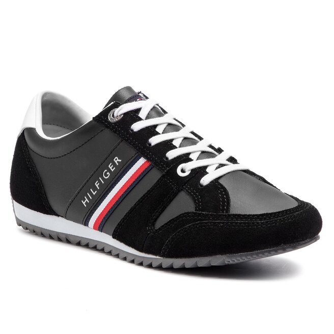 Sneakersy Tommy Hilfiger Essential Leather Runner FM0FM02045 Black