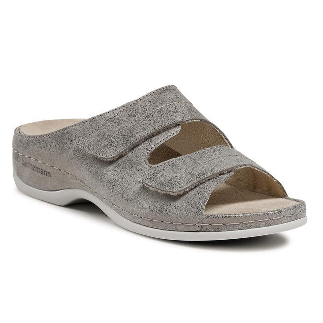 Mules Femme Berkemann Daria - En Cuir Véritable, Semelle Amovible, 2 Fermetures Velcro, Idéales Pour Le Confort Quotidien