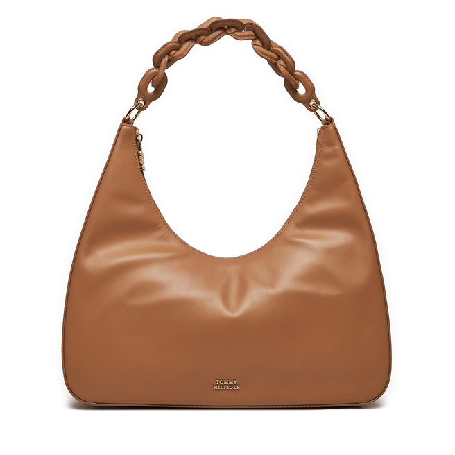 Torebka Tommy Hilfiger Soft Leather Hobo - Brązowy