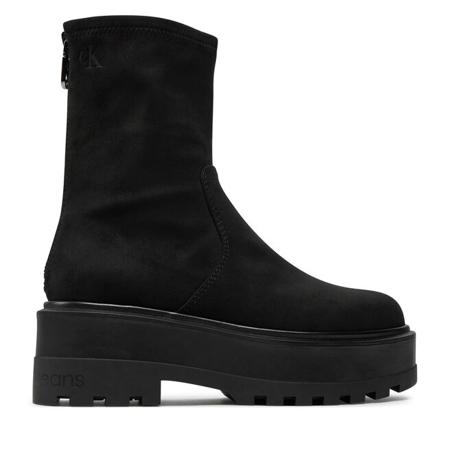 Botki Calvin Klein Jeans Flatform Zip Mg Ss - Czarny