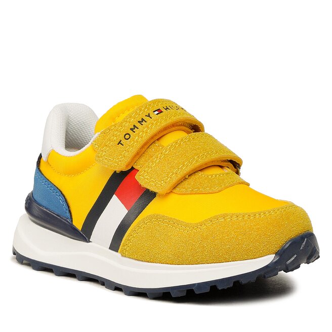 Sneakers Tommy Hilfiger Flag Low Cut Velcro Sneaker T1B9-32881-1587 M Yellow/Royal X045 Cut imagine noua gjx.ro