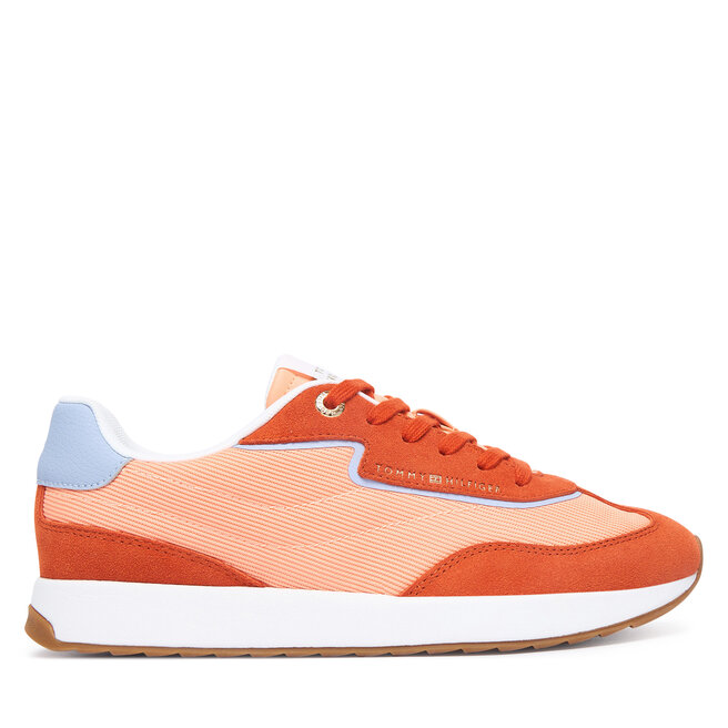 Sneakersy Tommy Hilfiger Th Retro Runner Mix FW0FW09410 Pomarańczowy - kobiece
