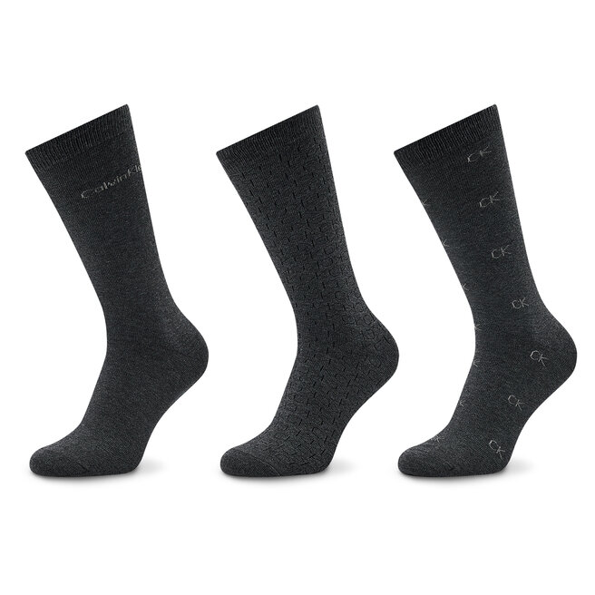 Set de 3 perechi de șosete lungi pentru bărbați Calvin Klein 701219834 Dark Grey Melange 002 002 imagine noua