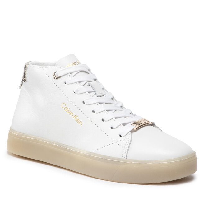 Sneakers Calvin Klein Cupsole Unlined High Top-Lth HW0HW01052 Ck White YAF Calvin imagine noua gjx.ro
