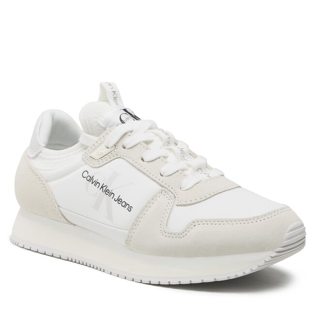 Sneakers Calvin Klein Jeans Runner Sock Laceup Ny-Lth W YW0YW00840 White/Ivory 0K7