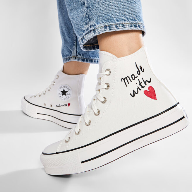 Sneakers Converse Ctas Lift II 571119C Vintage White/Egret/BlXK •  Www.chaussures.fr