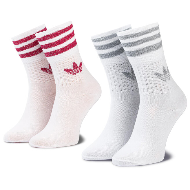 2 pares de calcetines altos para mujer adidas Mid Cut Sck ED5906 White/Enepnk/Silvmt • Www.zapatos.es