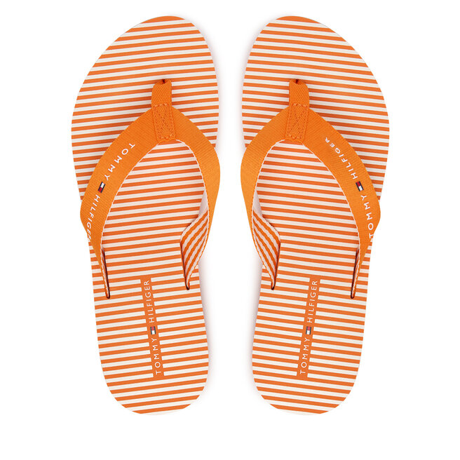 Japonki Tommy Hilfiger Th Ithaca Stripe Summer Sandal FW0FW09192 Pomarańczowy -