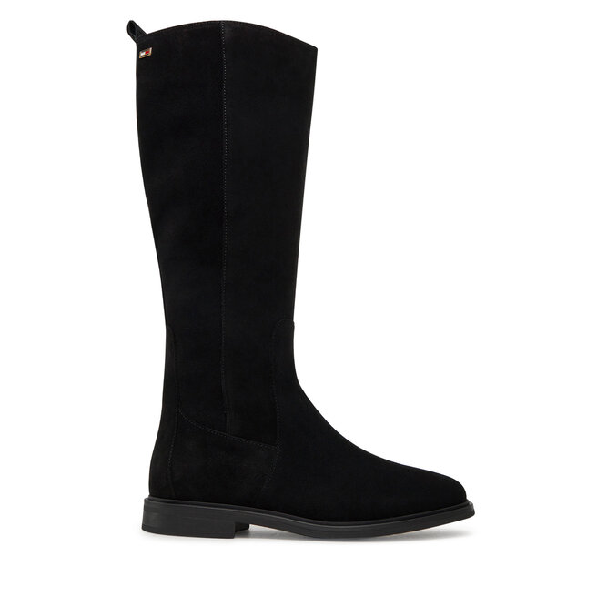 Kozaki Tommy Hilfiger Flag Suede Long Boot Zip - Czarny