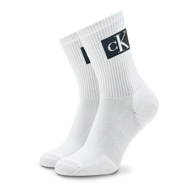 Calvin Klein Jeans Sada 2 párů dámských vysokých ponožek Calvin Klein Jeans 701222880 White/Black 001