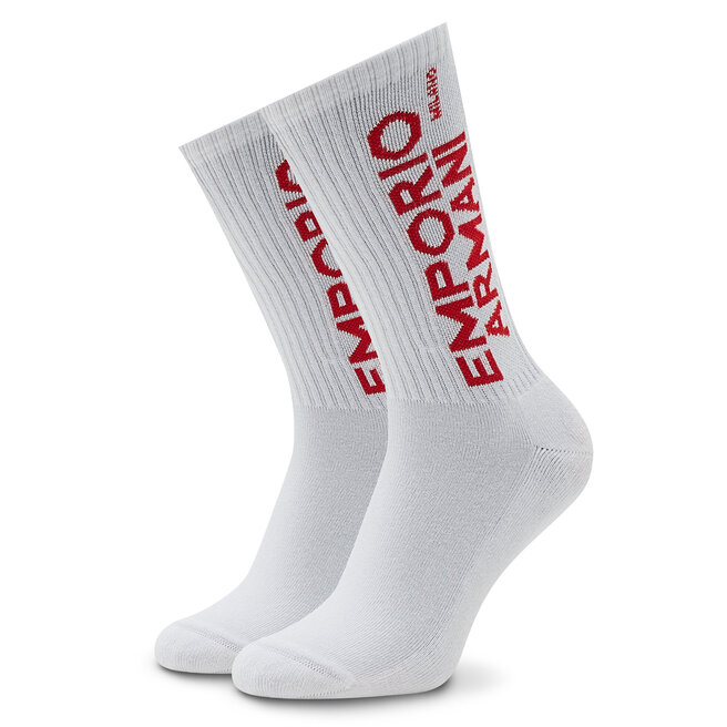 Emporio Armani Sada 2 párů pánských vysokých ponožek Emporio Armani 303122 2F328 00812 Bianco/Blu Navy