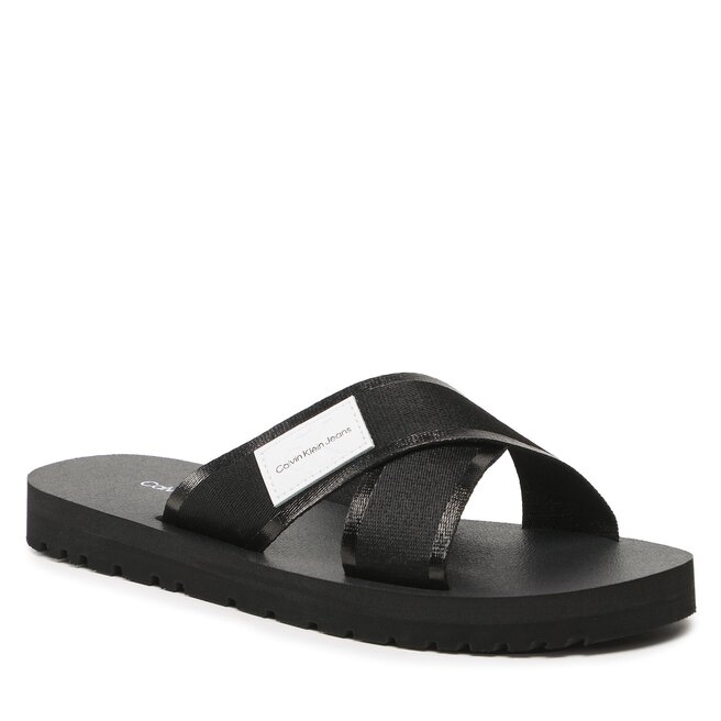 Șlapi Calvin Klein Jeans Prefresato Crisscros Badge YM0YM00641 Black BDS Badge imagine noua