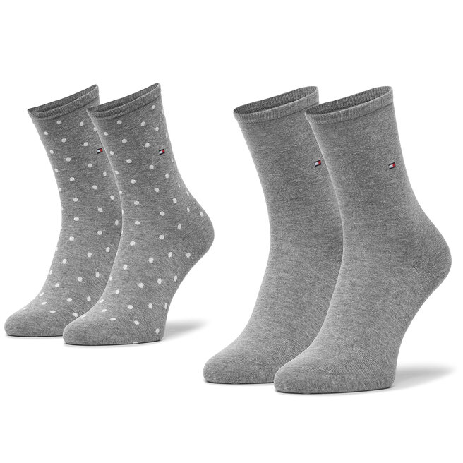 2 pares de calcetines altos para mujer Tommy Hilfiger 100001494 Middle Grey  Melange 035