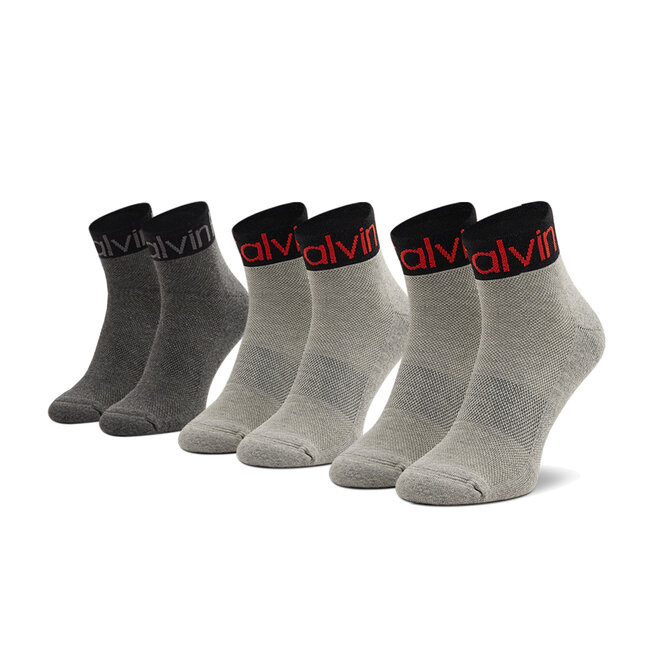 Set de 3 perechi de șosete medii pentru bărbați Calvin Klein 701218722 Grey Combo 005 005 imagine noua