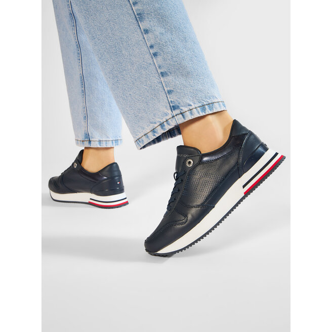 Tommy Hilfiger Sneakers Tommy Hilfiger Corporate Active City Sneaker FW0FW05800 Tommy Jeans Plus Vestito maglia blu navy con logo e scollo a V