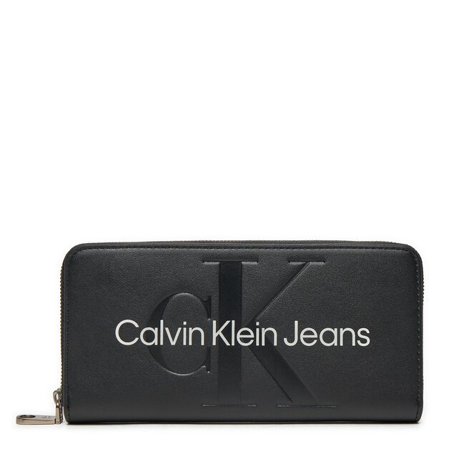 Duży Portfel Damski Calvin Klein Jeans Sculpted Mono Zip Around Mono - Czarny