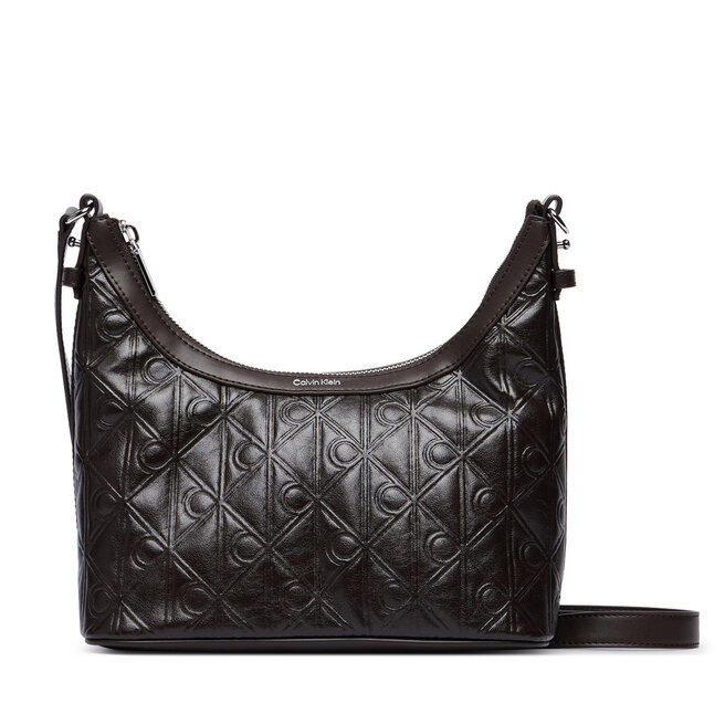 Torebka Calvin Klein Emblem Aop Debossed Shoulder Bag LV04F3874G Brązowy -