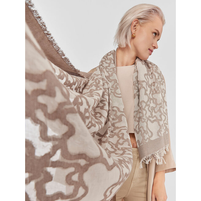 Foulard TOUS Kaos Devore Sciarpa Donna In Color Pietra, 220x105 Cm