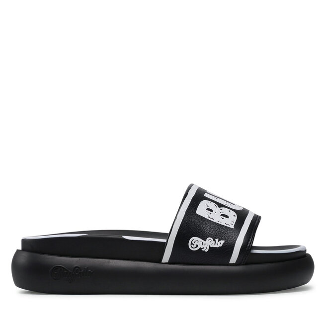 CIABATTA ESTIVA NERA CON FASCIA IN ECOPELLE E PATCH LOVE