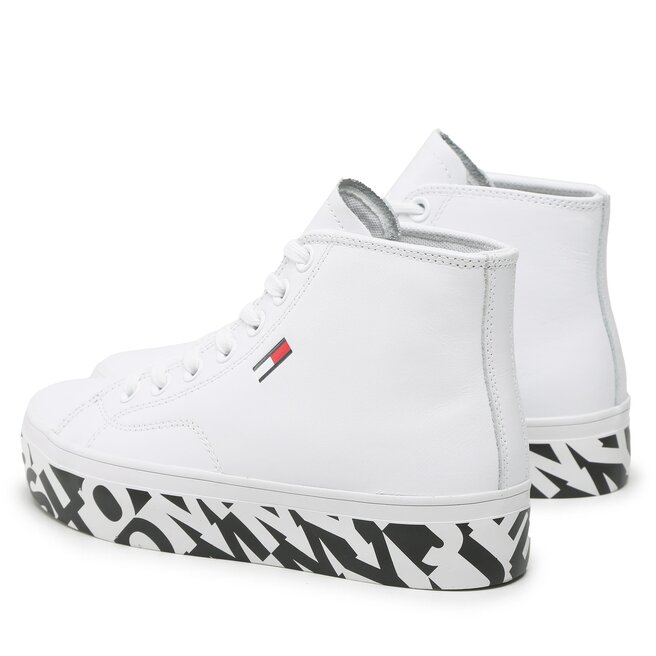 Tommy Jeans Sneakers Tommy Jeans Cups. Print Logo Mid EN0EN02065 White 0K4